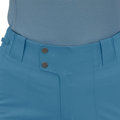 Patagonia Women's Stormstride Pants in Sound Blue model view waist closure