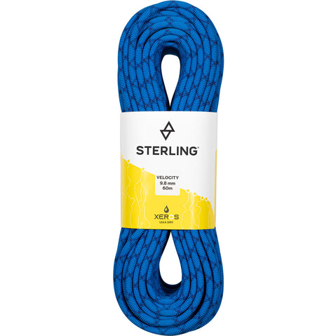 Sterling Velocity 9.8 mm XEROS Dry Climbing Rope in Blue front