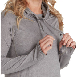 NRS Women's Silkweight Hoodie Dress in Sharkskin model detail