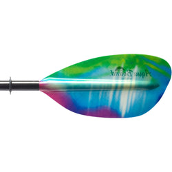 Aqua Bound Whiskey Fiberglass Bent Shaft 2-Piece Kayak Paddle in Northern Lights blade back