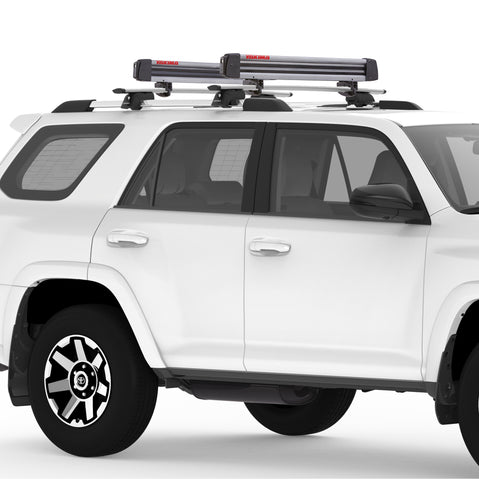 Yakima FreshTrack 6 Ski and Snowboard Carrier installed on a car angle