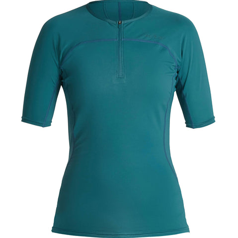 NRS Women's Rashguard Short Sleeve Shirt in Mediterranea front