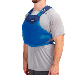 NRS Vapor Lifejacket Blue model angle view