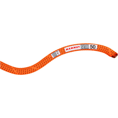 Mammut 9.8 Crag Dry Climbing Rope in Safety Orange/Boa logo