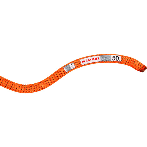 Mammut 9.8 Crag Dry Climbing Rope in Safety Orange/Boa logo