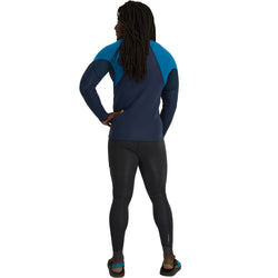 NRS Men's HydroSkin 0.5 Long Sleeve Shirt in Navy/Mykonos model back