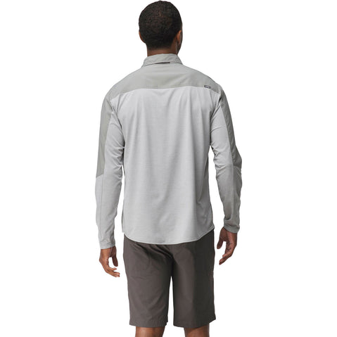 NRS Men's Switch Hybrid Long-Sleeve Shirt in Pebble model back