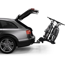 Thule T2 Pro XTR 2 Bike Hitch Rack in Black with bikes loaded back