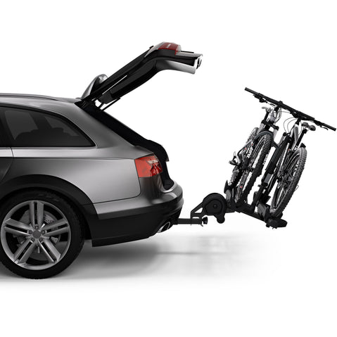 Thule T2 Pro XTR 2 Bike Hitch Rack in Black with bikes loaded back