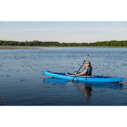 Advanced Elements AirVolution Inflatable Kayak in Blue/Gray in use left view