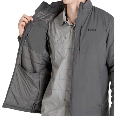 NRS Men's Sawtooth Jacket in Dark Shadow model inside detail