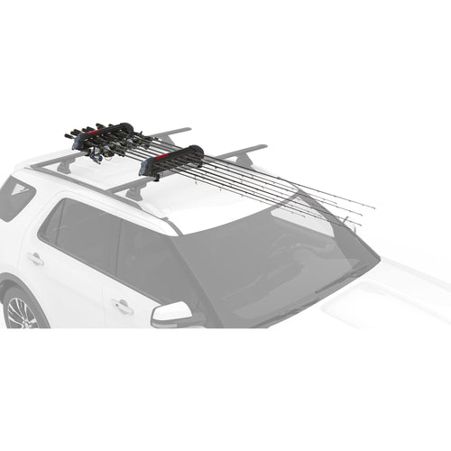 car roof rack fishing rod holder Polaris Rhino-Rack free clamp design makes install and removal a breeze Thule RodVault Fishing Rod Holder