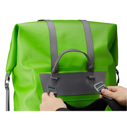 NRS Bill's Bag 110L Dry Bag in Green harness buckle close up