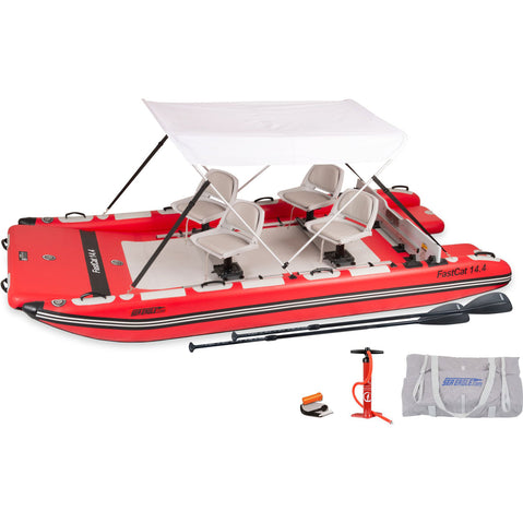 Sea Eagle FastCat14 Cataraft Swivel Seat Canopy Package angle