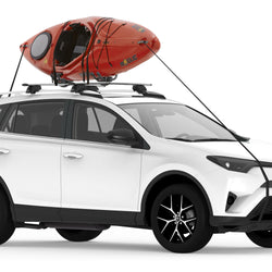 Yakima JayHook Kayak Roof Rack with loaded angle
