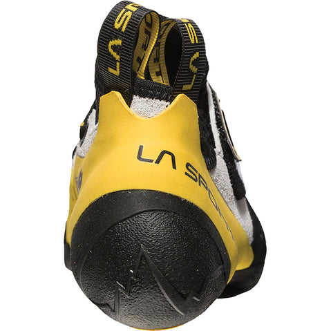 La Sportiva Men's Solution Rock Climbing Shoes in White/Yellow back