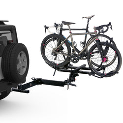 Yakima BackSwing Hitch Rack Swing Adapter with bikes loaded angle