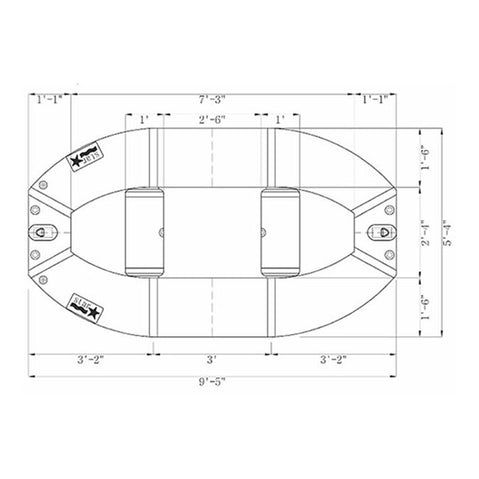 Star Inflatables Texas Bug 9.5 Standard Floor Raft diagram
