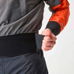 NRS Men's Stratos Semi-Dry Paddling Jacket graphite waist pull tab closure
