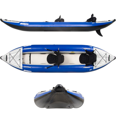 Sea Eagle Explorer 380X Inflatable Kayak Pro Tandem Package top and side