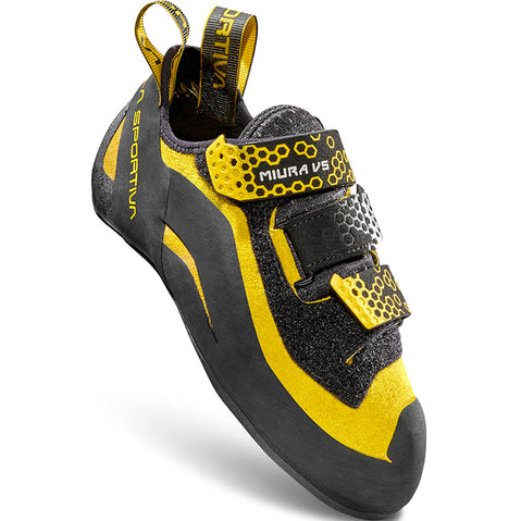 La Sportiva Miura VS Rock Climbing Shoes in Black/Yellow angle