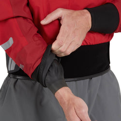 NRS Men's Orion Paddling Jacket in Red model wrist gasket