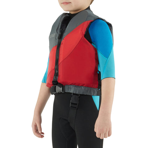 NRS Crew Child Lifejacket (PFD) in Red/Gray model front