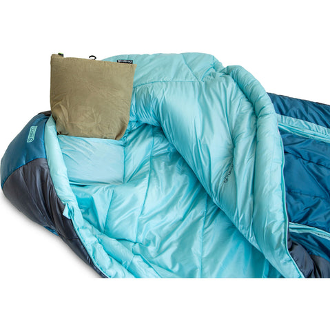 Nemo Women's Forte Endless Promise 20 Synthetic Sleeping Bag in Abyss/Hazy Aqua pillow pocket