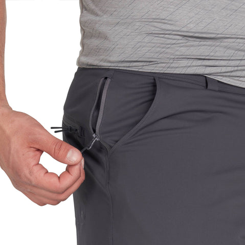 NRS Men's Guide Shorts in Dark Shadow model zipper