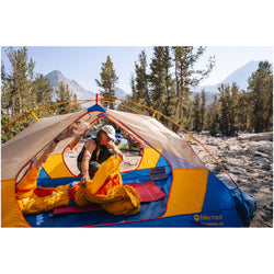 Marmot Tungsten 2 Person Backpacking Tent in Foliage/Dark Azure inside