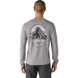 Patagonia Men's Cap Cool Daily Graphic Long Sleeve Shirt - Lands in Chouinard Crest: Feather Grey model back