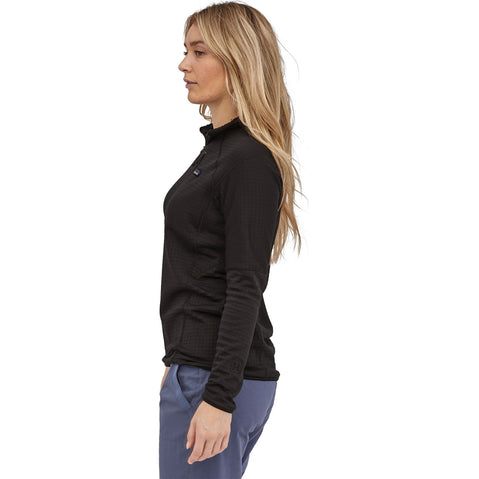 Patagonia Women's R1 Pullover Top model in black side view