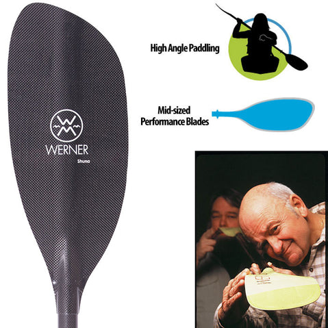 Werner Shuna Carbon Bent Shaft Kayak Paddle detail