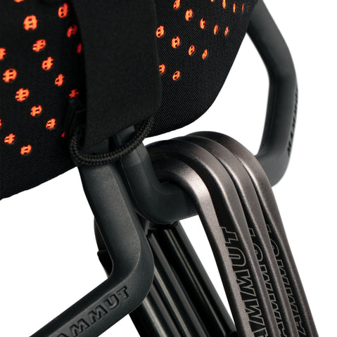 Mammut Men's Comfort Knit Fast Adjust Rock Climbing Harness in Black/Safety Orange gear loops