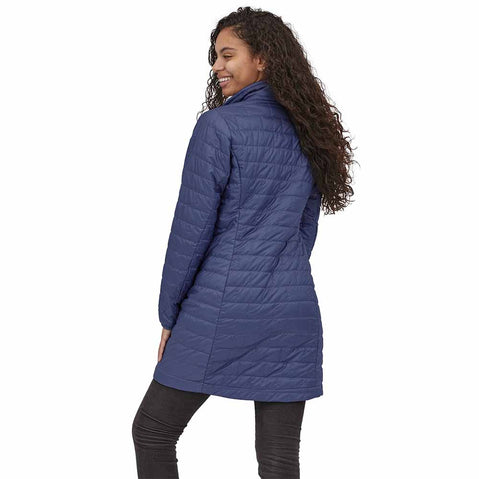 Patagonia Women's Nano Puff Parka in Current Blue model view angle