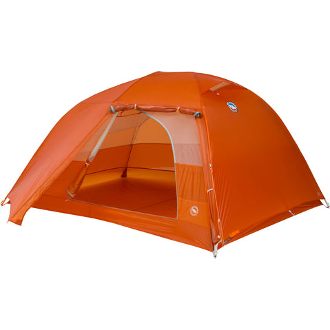 Big Agnes Copper Spur UL 3 Person Backpacking Tent in Tangelo with fly open