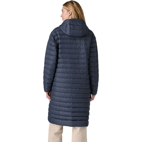 Patagonia Women's Recycled Down Sweater Parka in Pitch Blue model back