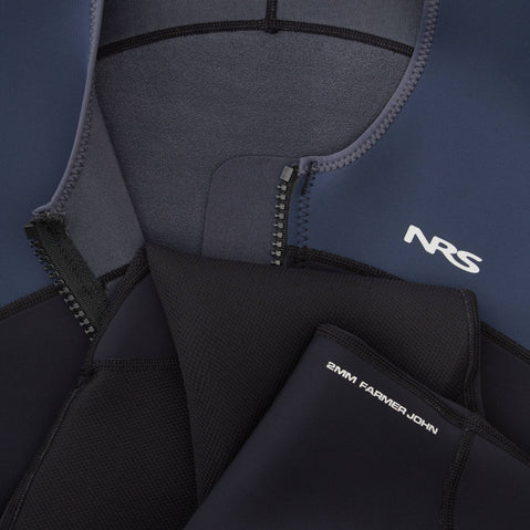 NRS Men's 2.0 Farmer John Wetsuit in Black model detail