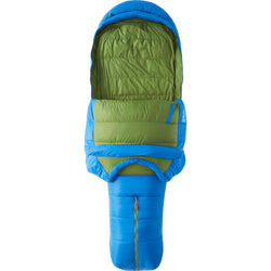Marmot Sawtooth 15 Degree Down Sleeping Bag in Dark Azure/Foliage open