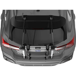 Thule OutWay Hanging 2 Bike Trunk Rack in Silver/Black installed on a car top