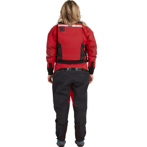 NRS Women's Foray Drysuit in Red backPFD
