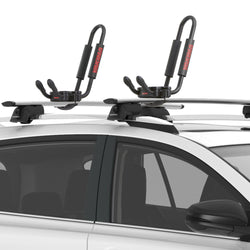 Yakima JayHook Kayak Roof Rack installed on a car angle