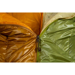 Nemo Equipment Women's Disco 15-Degree Endless Promise Down Sleeping Bag in Birch Bud zipped together