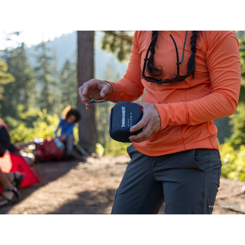 Therm-A-Rest Airhead Pillow in Blue Woven lifestyle