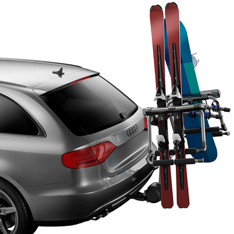 Thule Tram Ski/Snowboard Hitch Rack with ski snowboard loaded