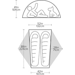 Big Agnes Copper Spur UL 2 Person Backpacking Tent in Tangelo diagram