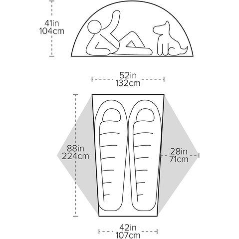 Big Agnes Copper Spur UL 2 Person Backpacking Tent in Tangelo diagram