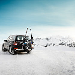 Thule Tram Ski/Snowboard Hitch Rack with ski snowboard loaded back