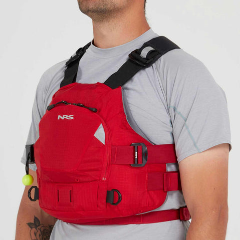 NRS Ninja Pro Rescue Lifejacket (PFD) in red model angle