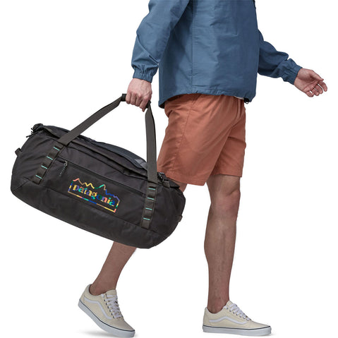 Patagonia Black Hole Duffel 55L in Unity Fitz/Ink Black model angle